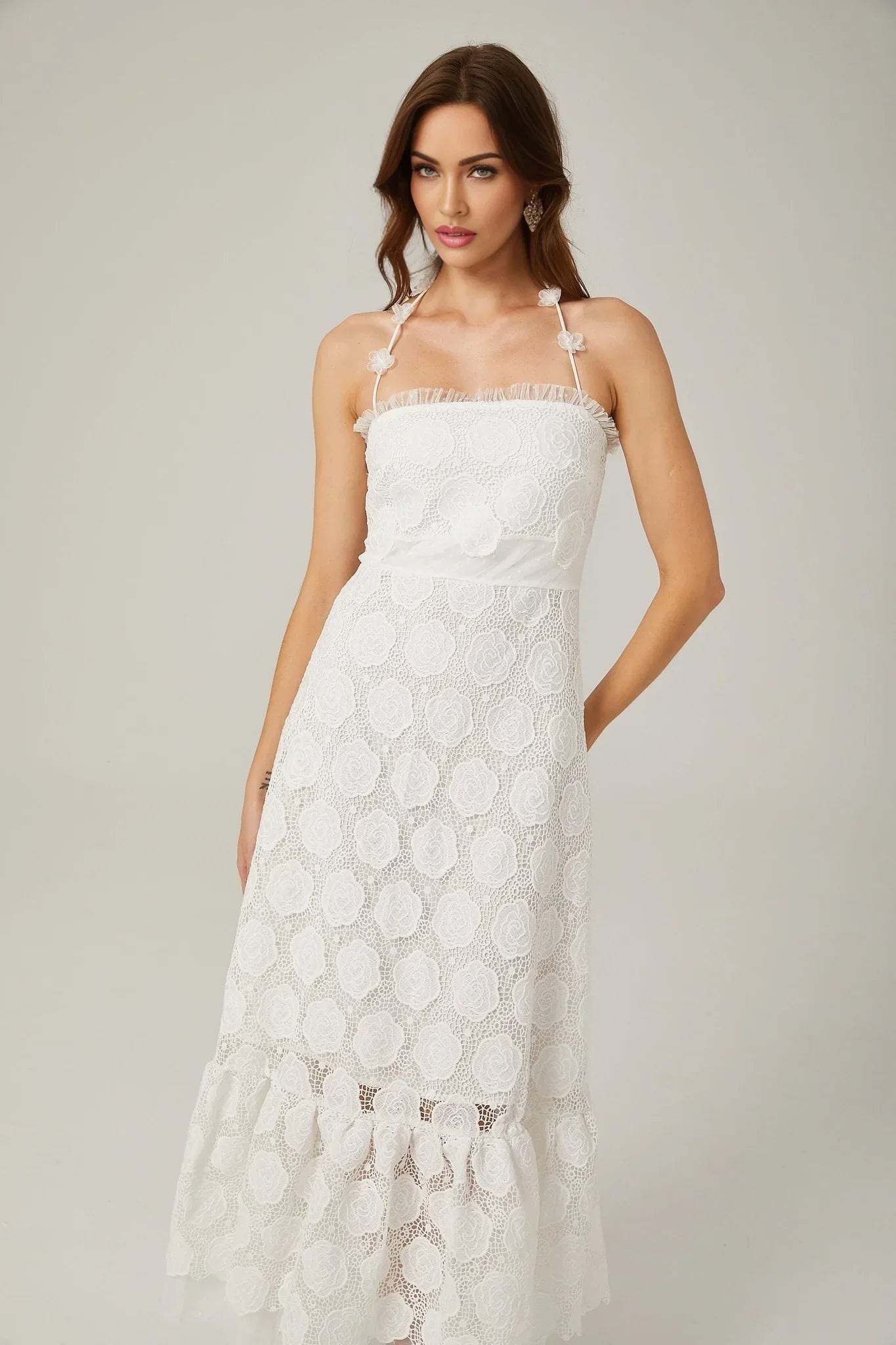 Amalia - Floral Lace Midi Dress