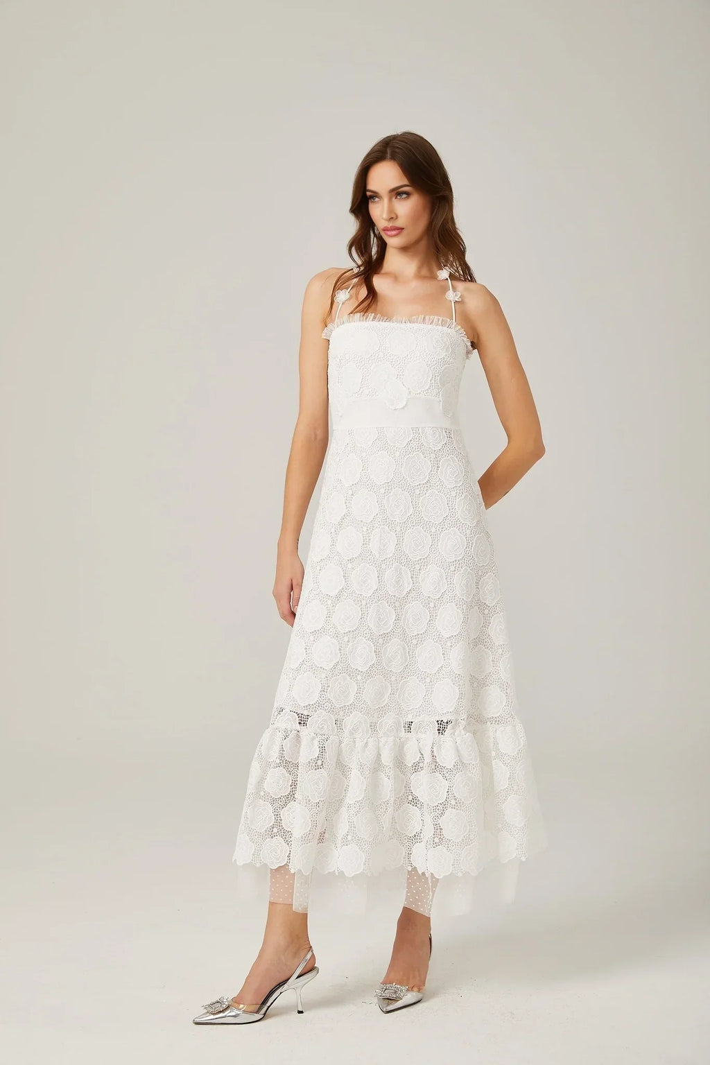 Amalia - Floral Lace Midi Dress