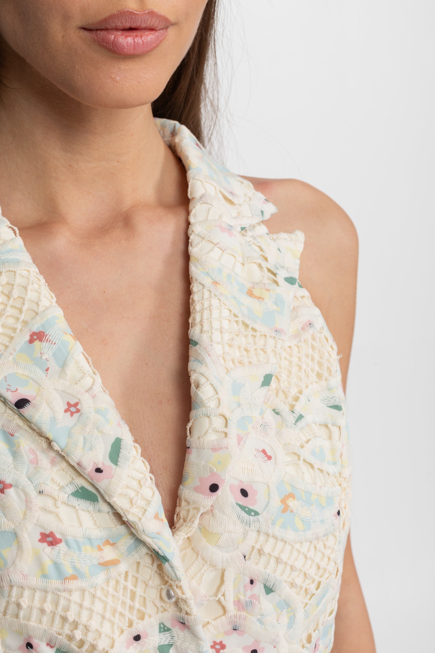 Halter Lace Midi Dress with Belted Waist – Ivory