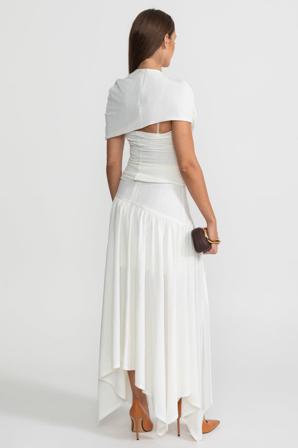 Asymmetric Jersey Co-Ord with Cutout Detail - White