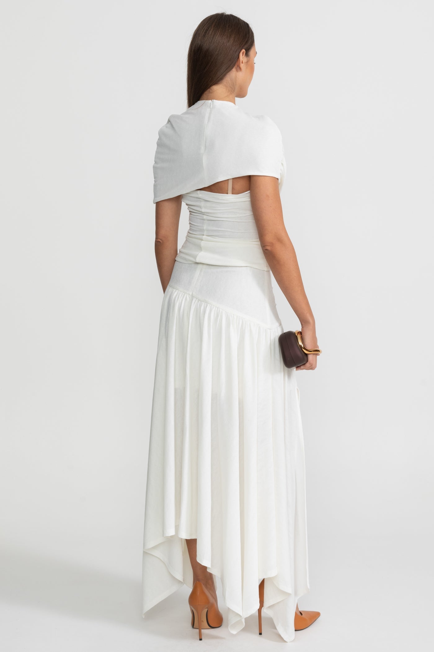 Asymmetric Jersey Co-Ord with Cutout Detail - White