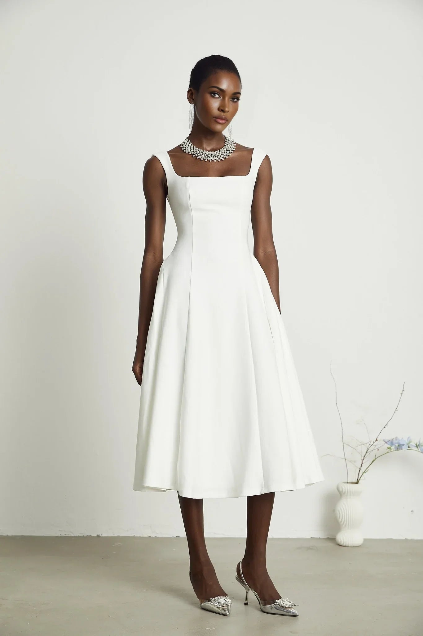 Leanna - White Midi Dress