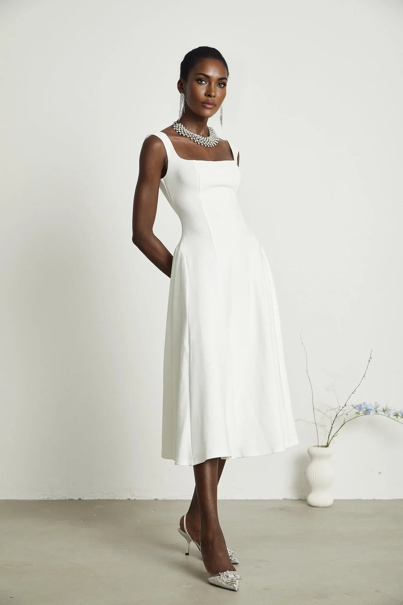 Leanna - White Midi Dress