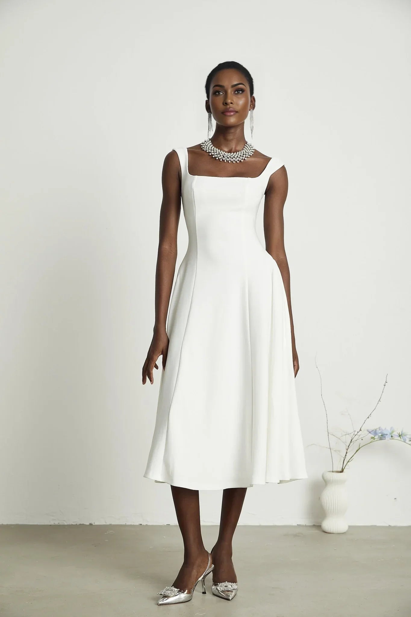 Leanna - White Midi Dress