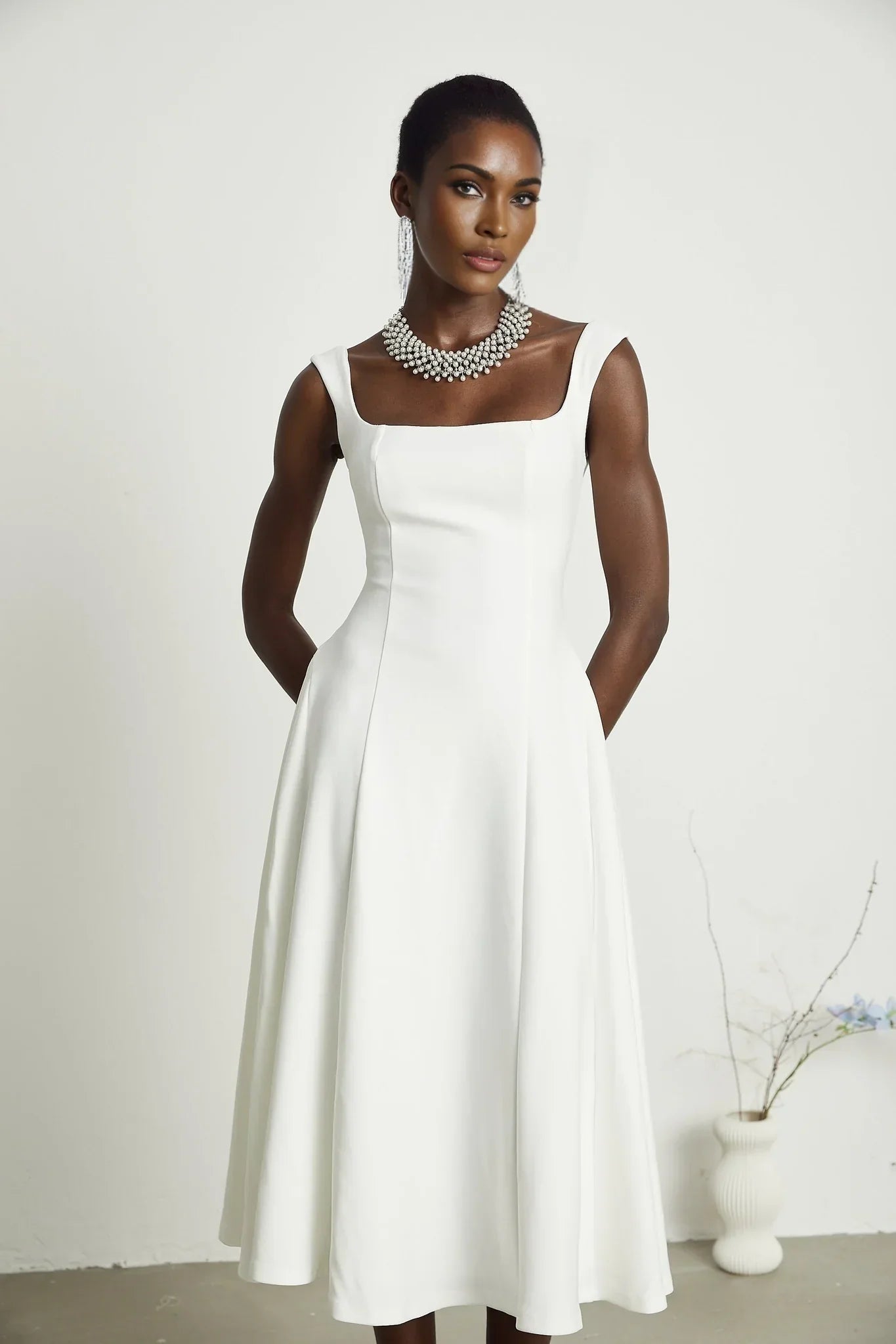 Leanna - White Midi Dress