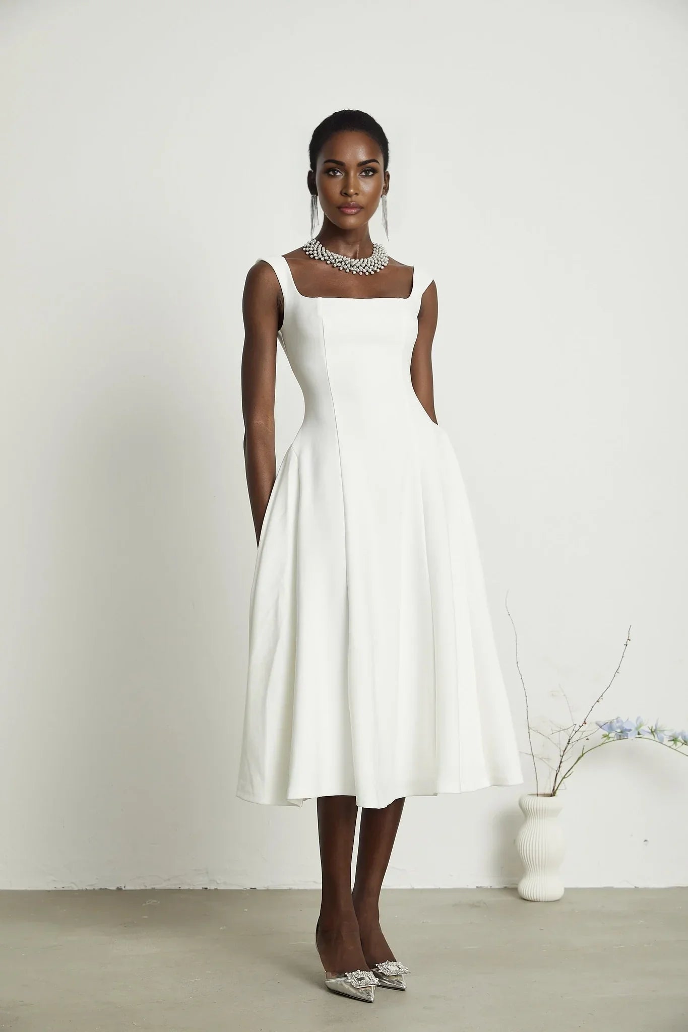 Leanna - White Midi Dress