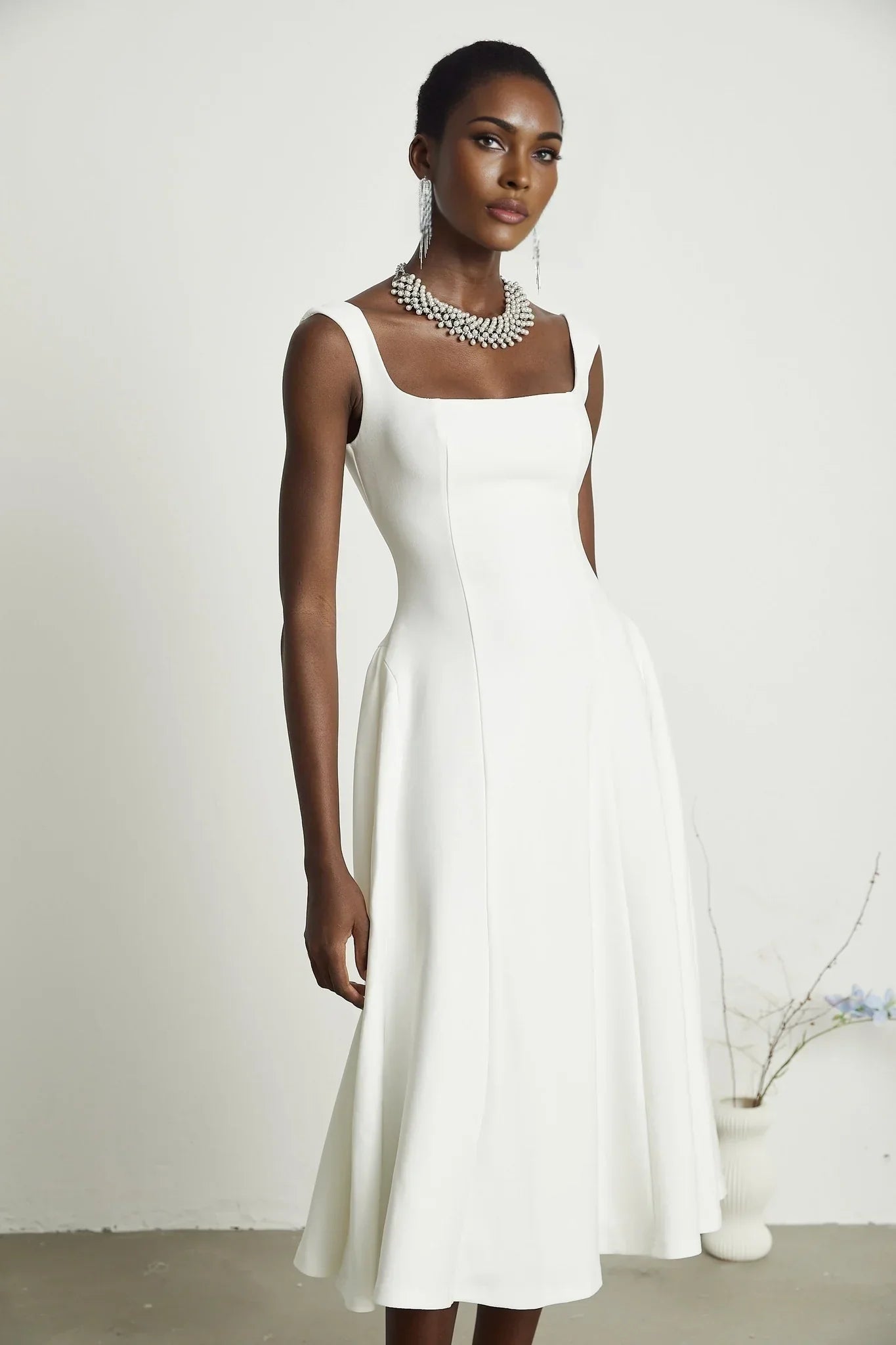 Leanna - White Midi Dress