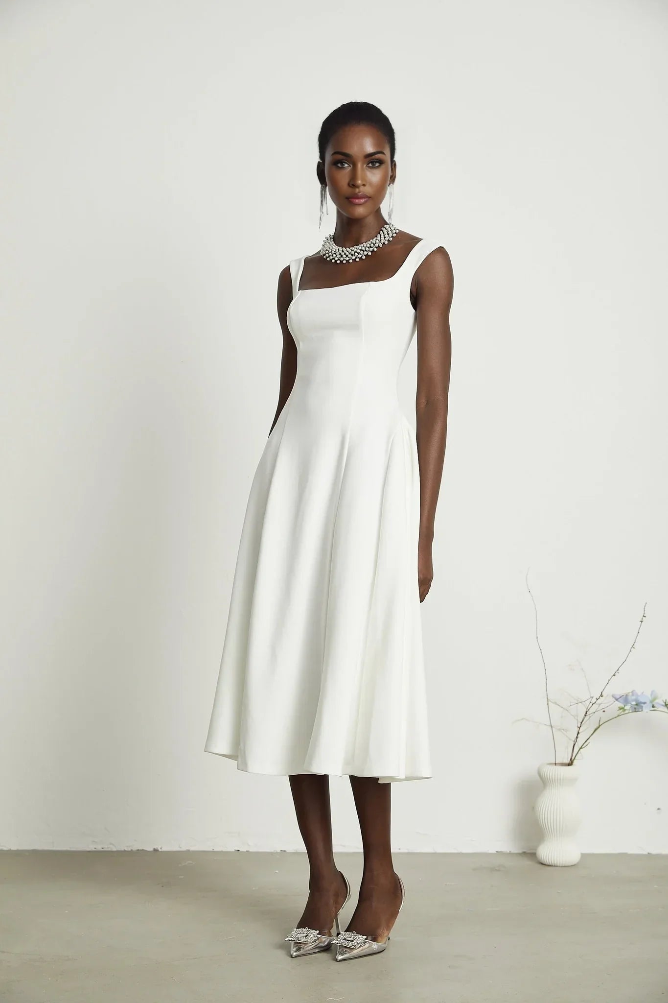 Leanna - White Midi Dress