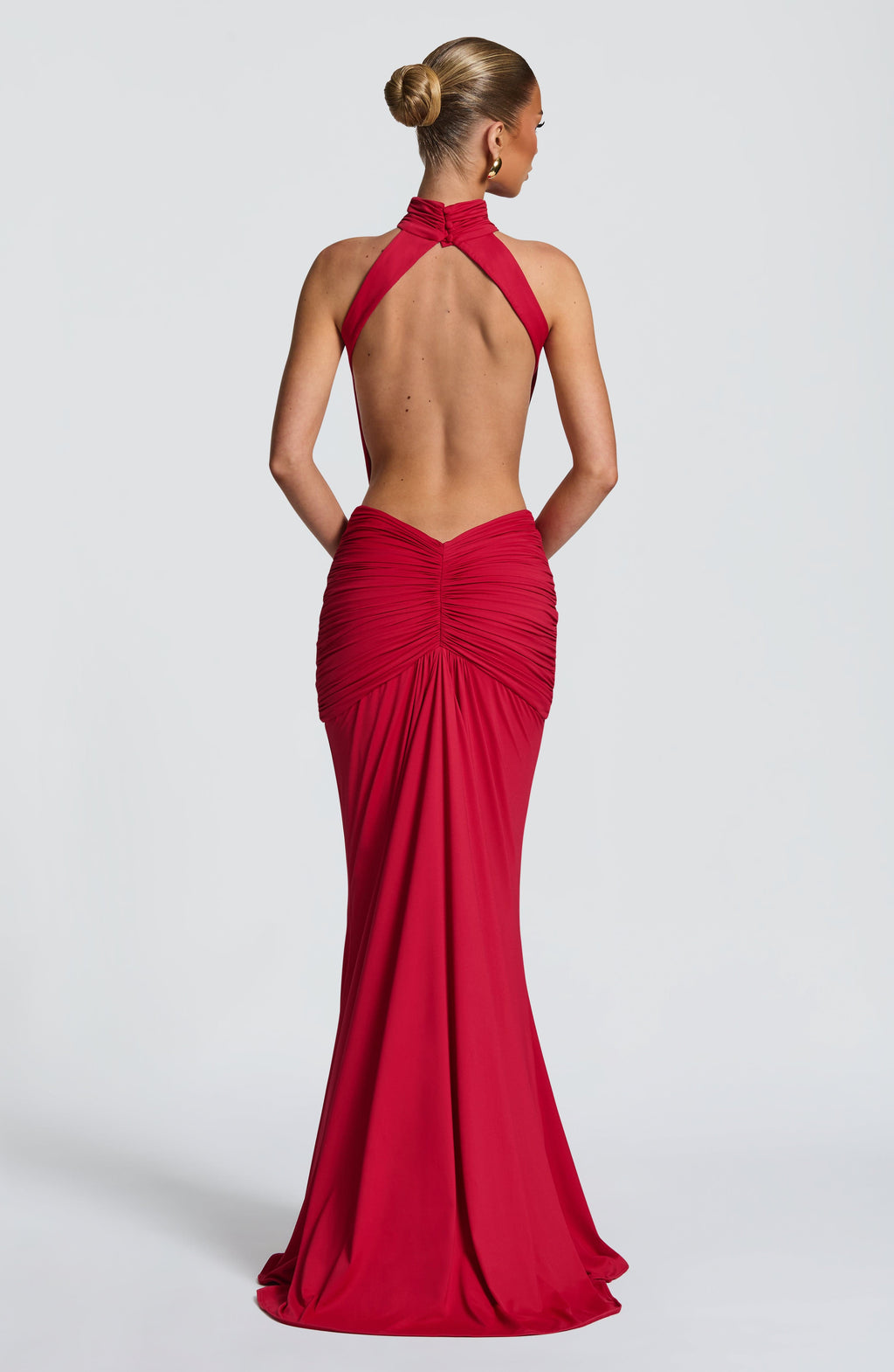 Ayla High Neck Maxi Dress - Red