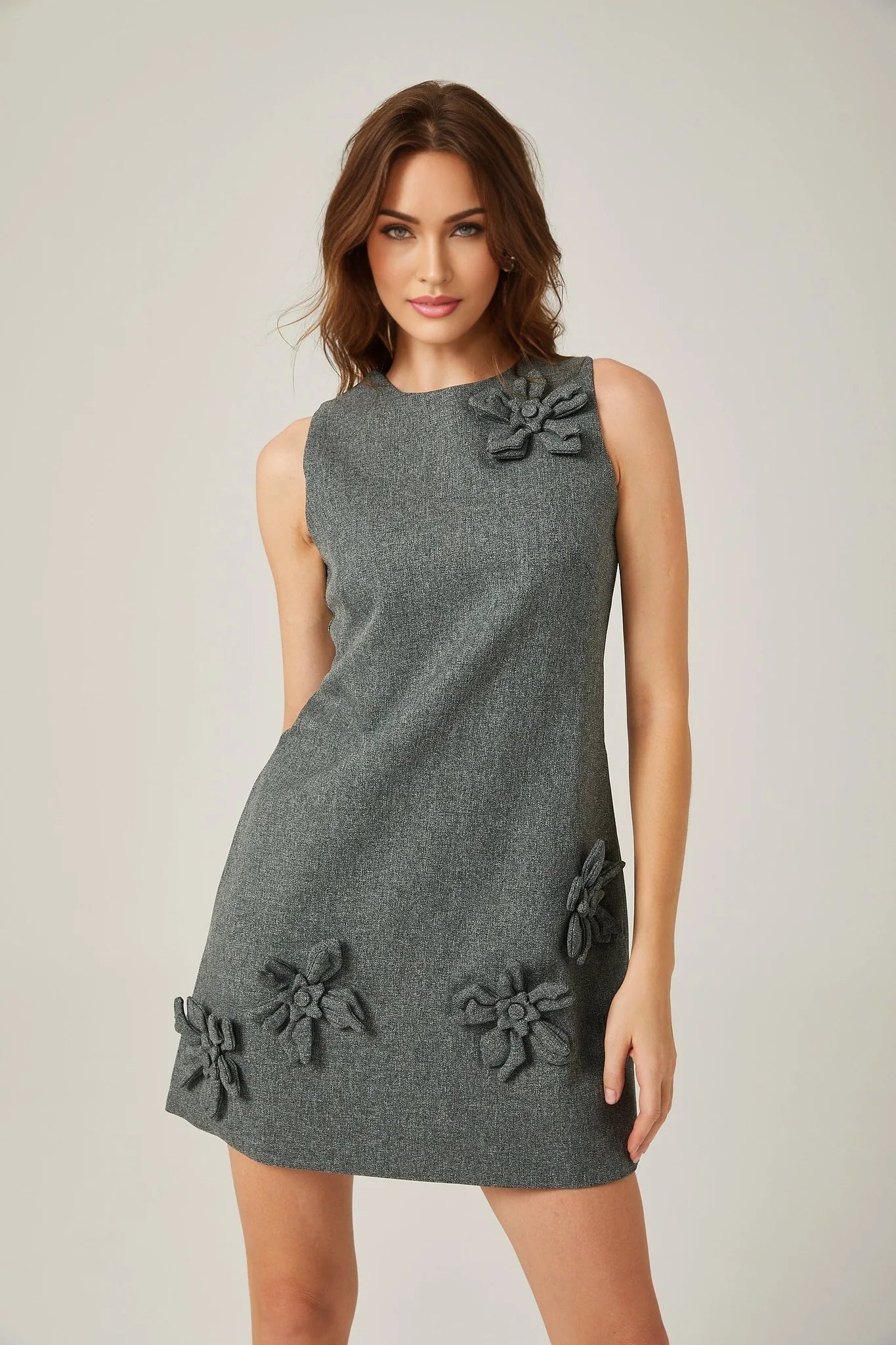 Blair - Grey Sleeveless Mini Dress