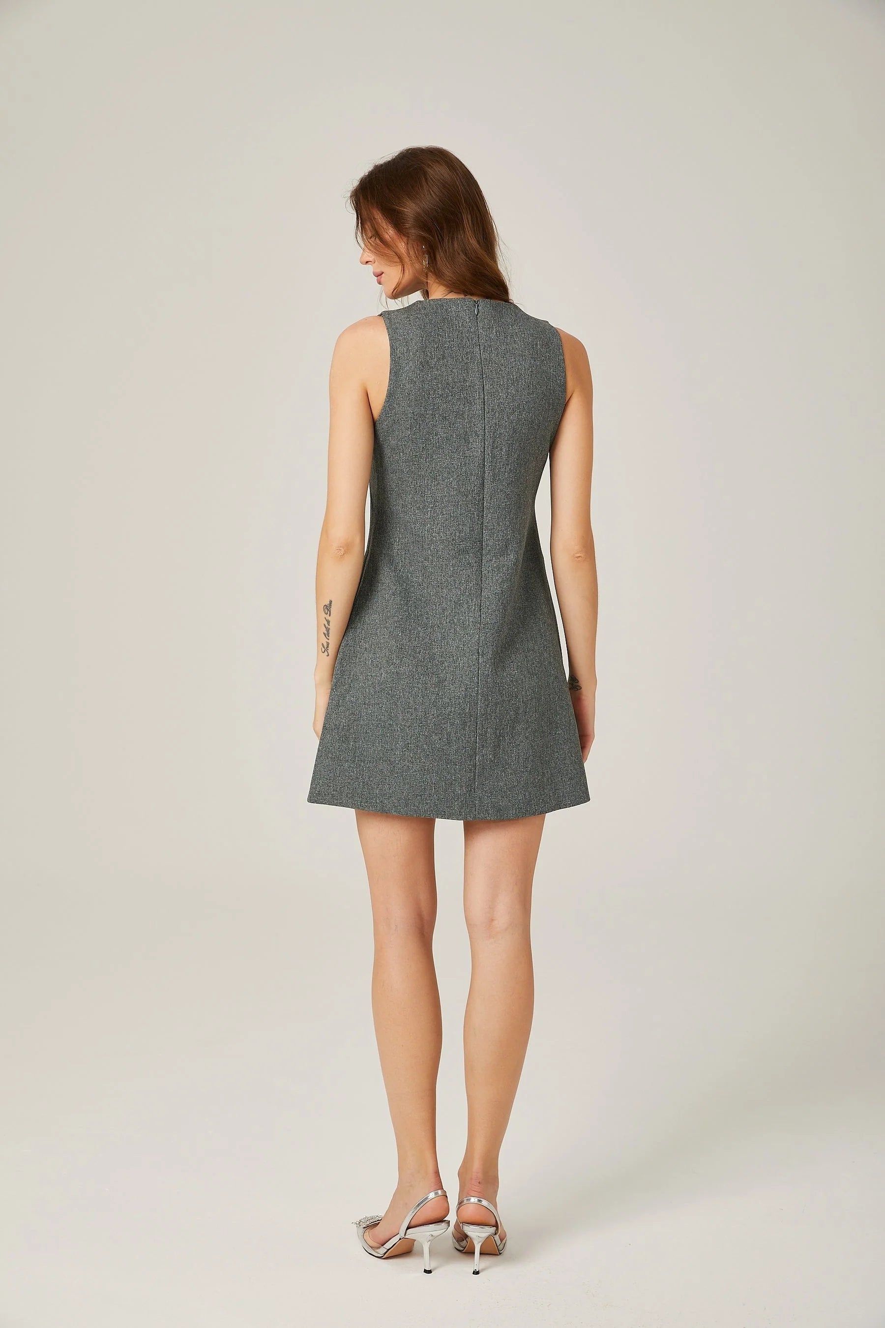 Blair - Grey Sleeveless Mini Dress