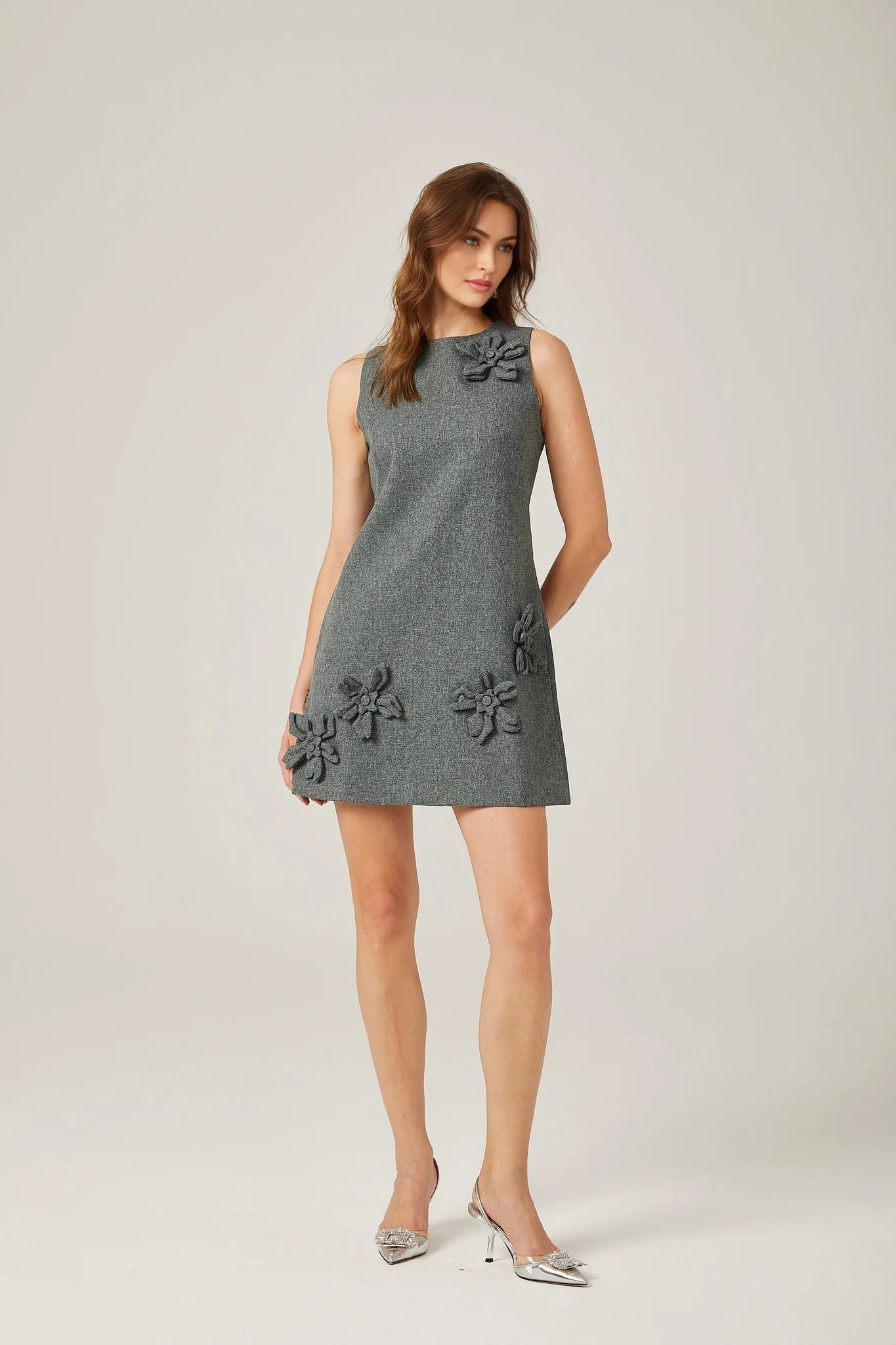 Blair - Grey Sleeveless Mini Dress