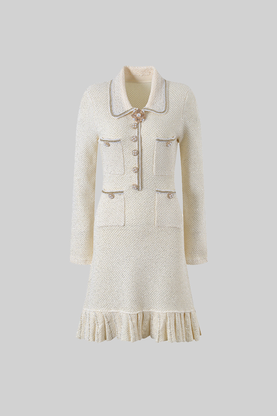 Knit Textured Mini Dress - Ivory