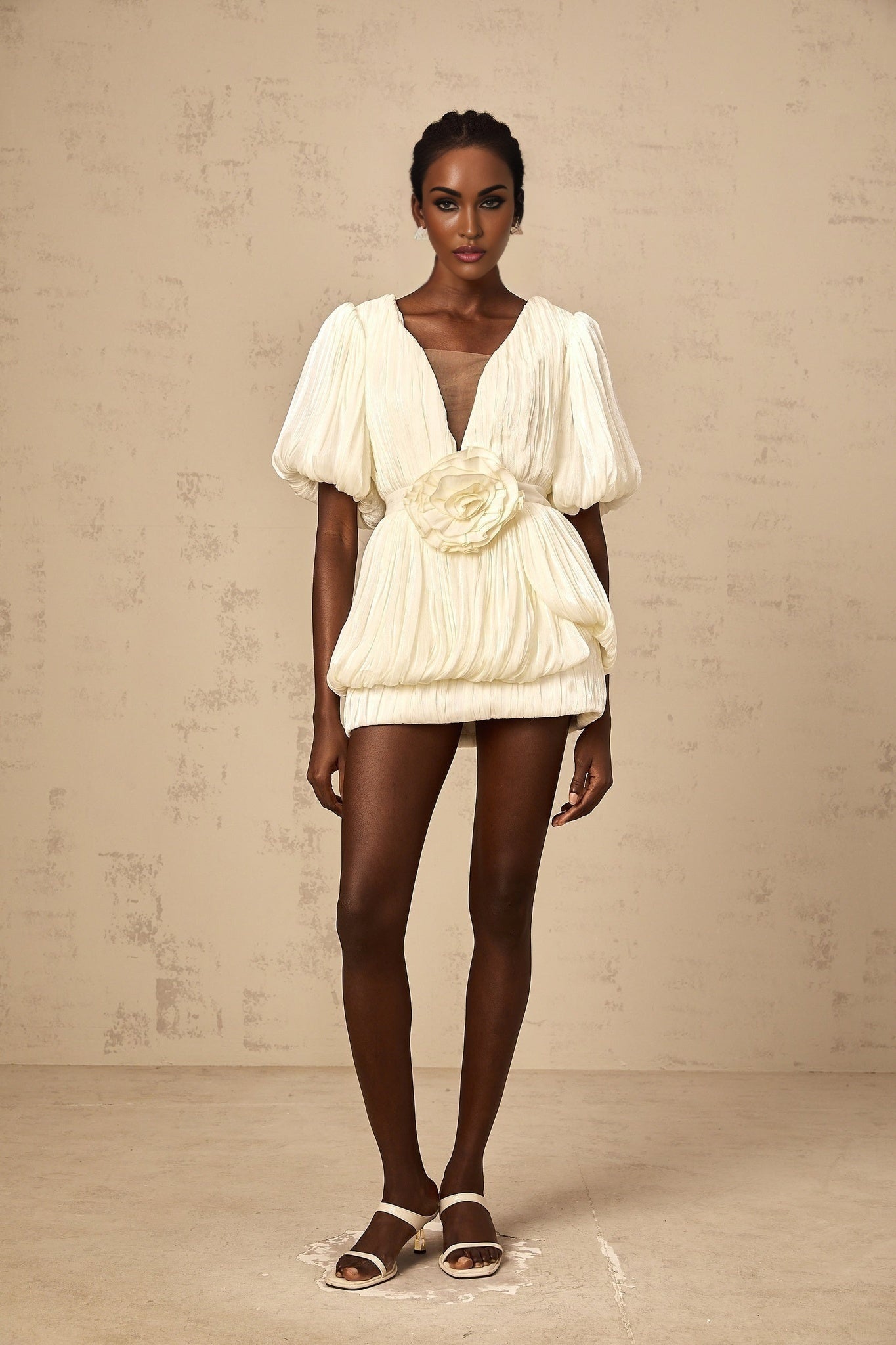 Amaya - Floral-Appliqué Mini Dress