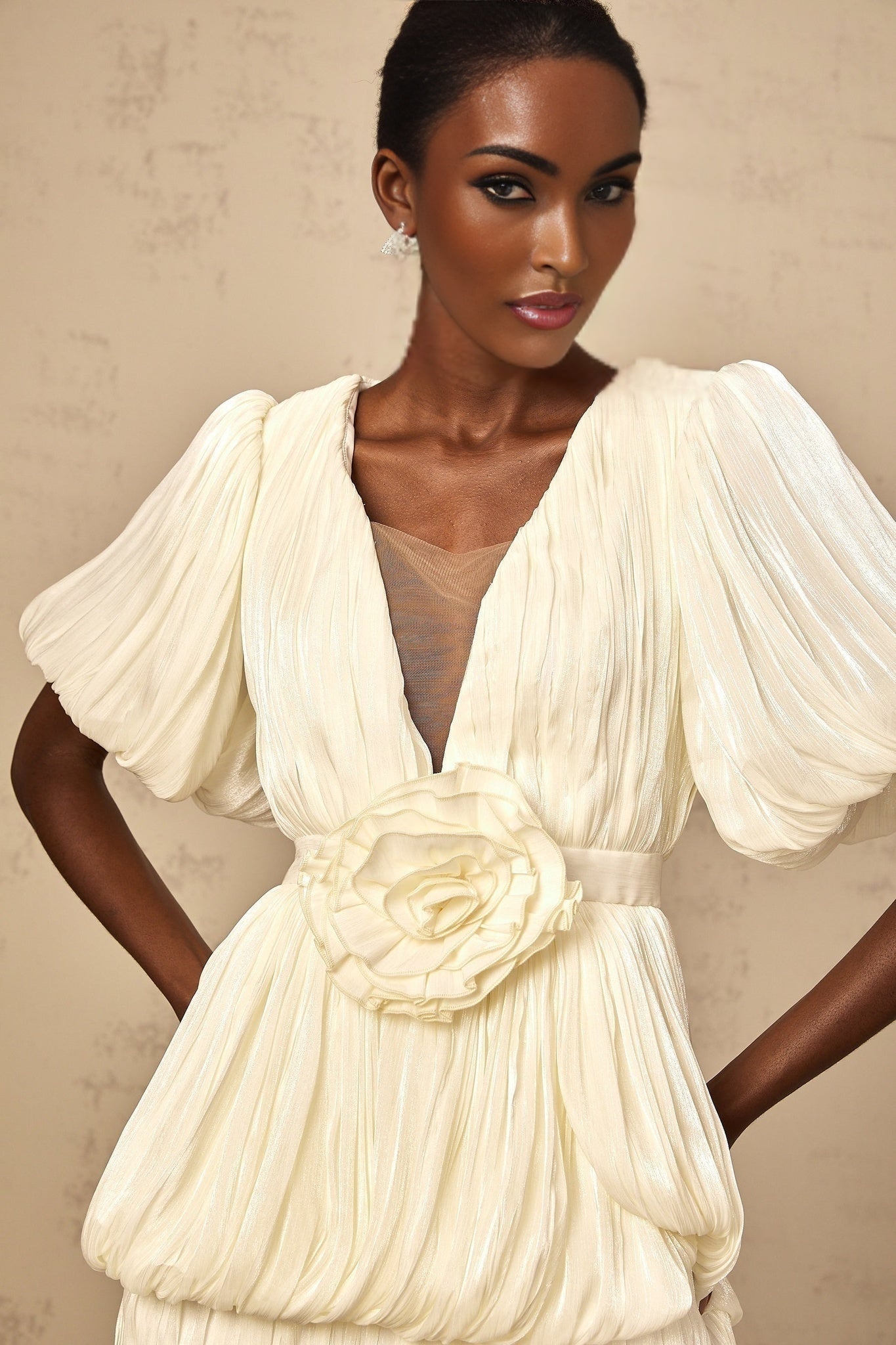 Amaya - Floral-Appliqué Mini Dress