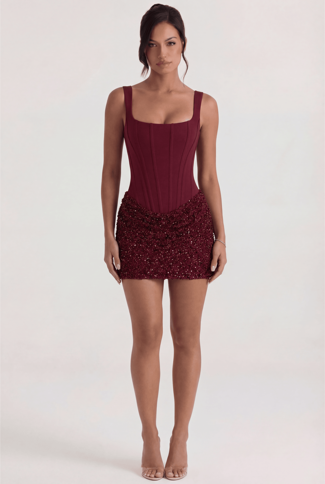 Yasmine Mini Dress in Burgundy