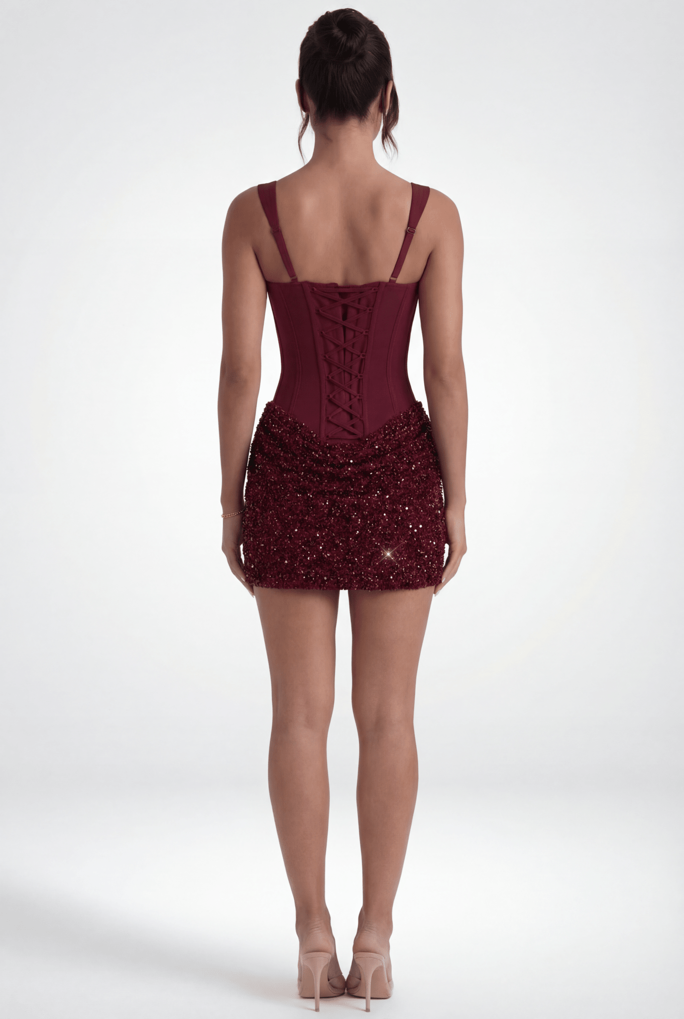 Yasmine Mini Dress in Burgundy