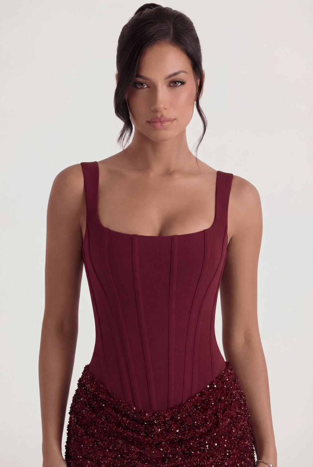 Yasmine Mini Dress in Burgundy