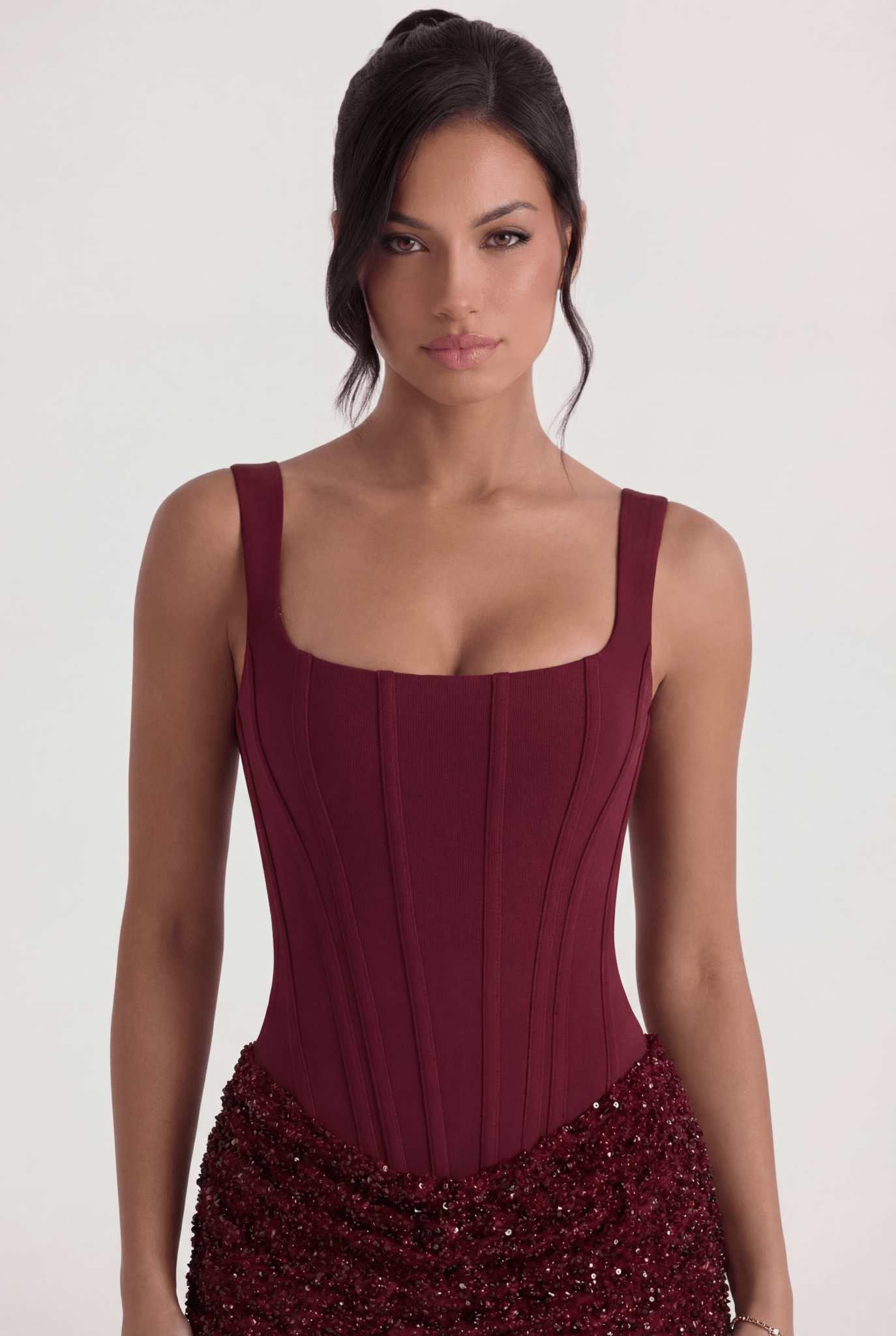 Yasmine Mini Dress in Burgundy