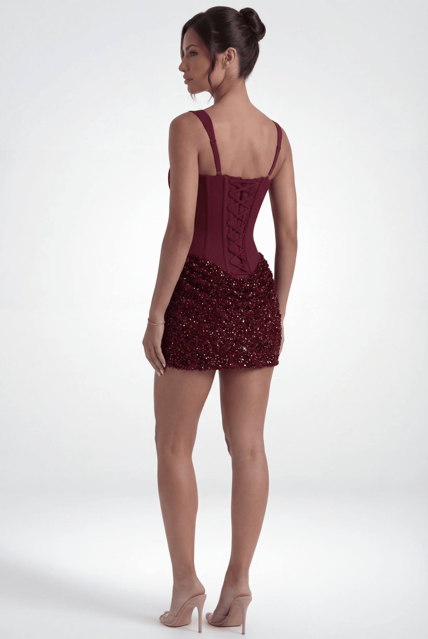 Yasmine Mini Dress in Burgundy