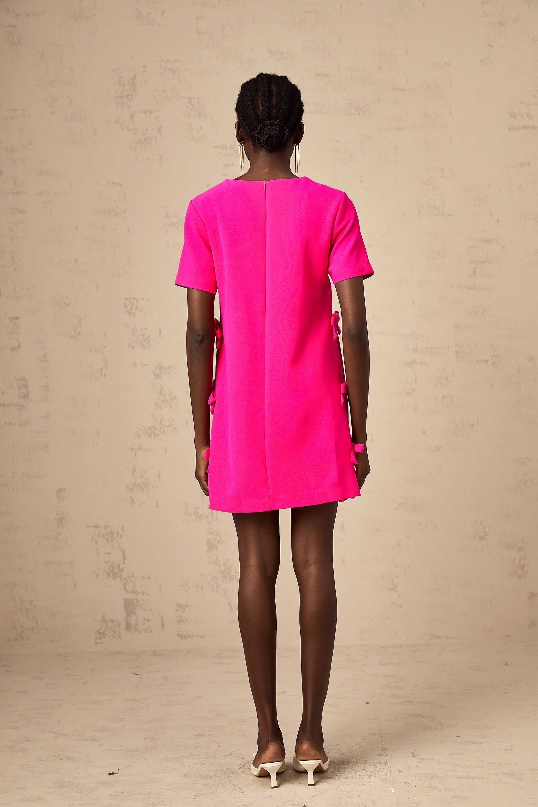 April - Pink Bow Mini Dress