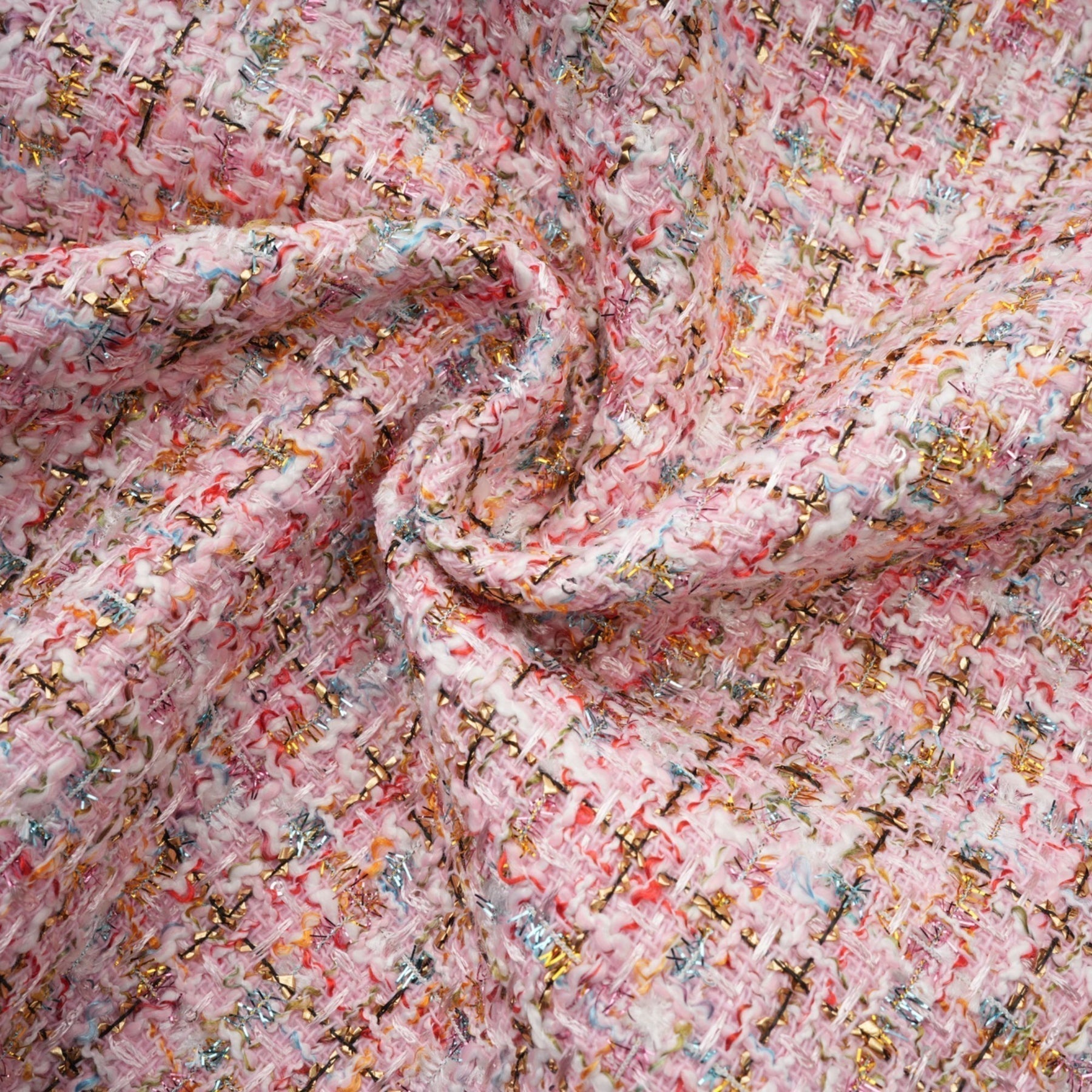 Ember - Pink Tweed Crystal Embellished Mini Dress