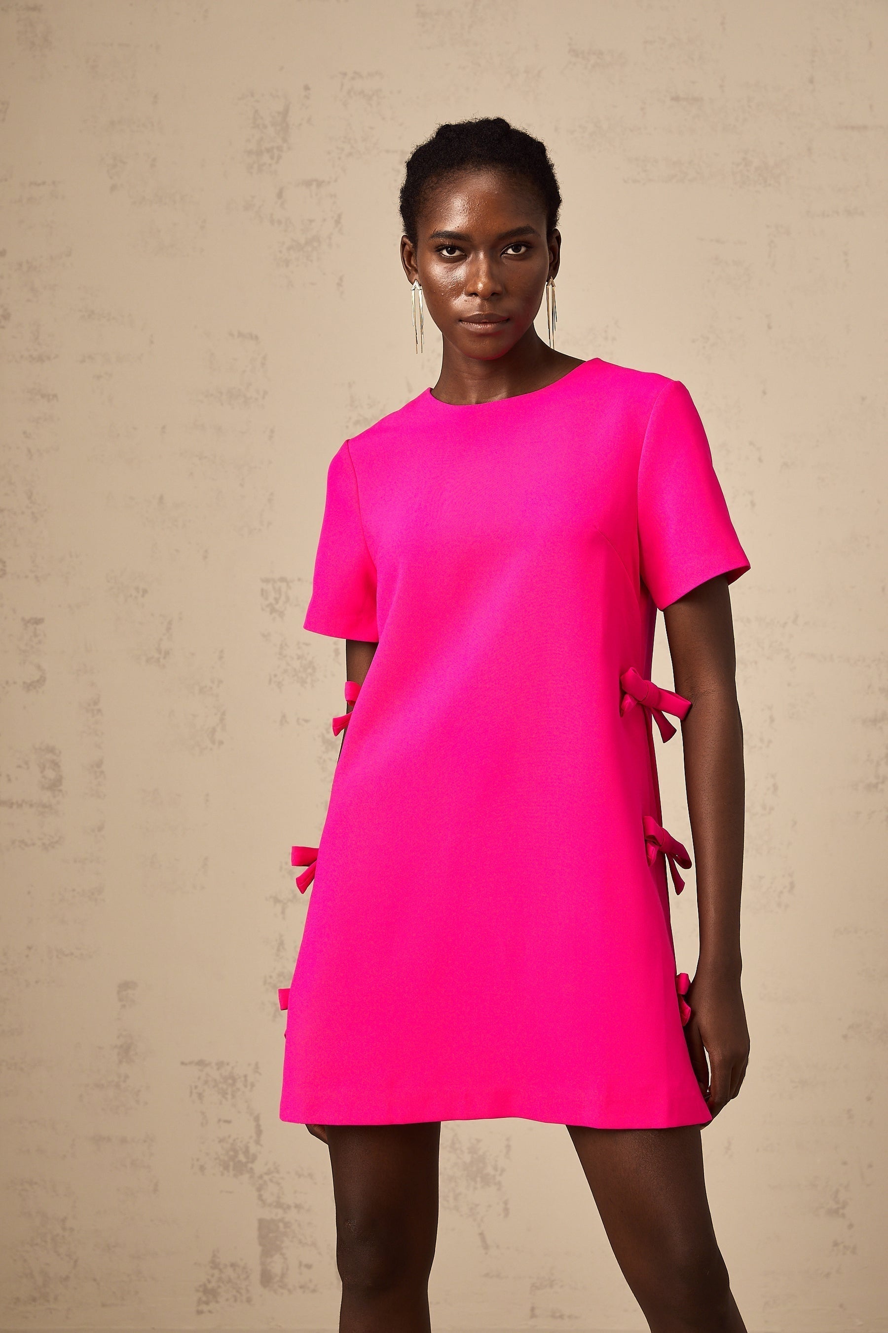 April - Pink Bow Mini Dress