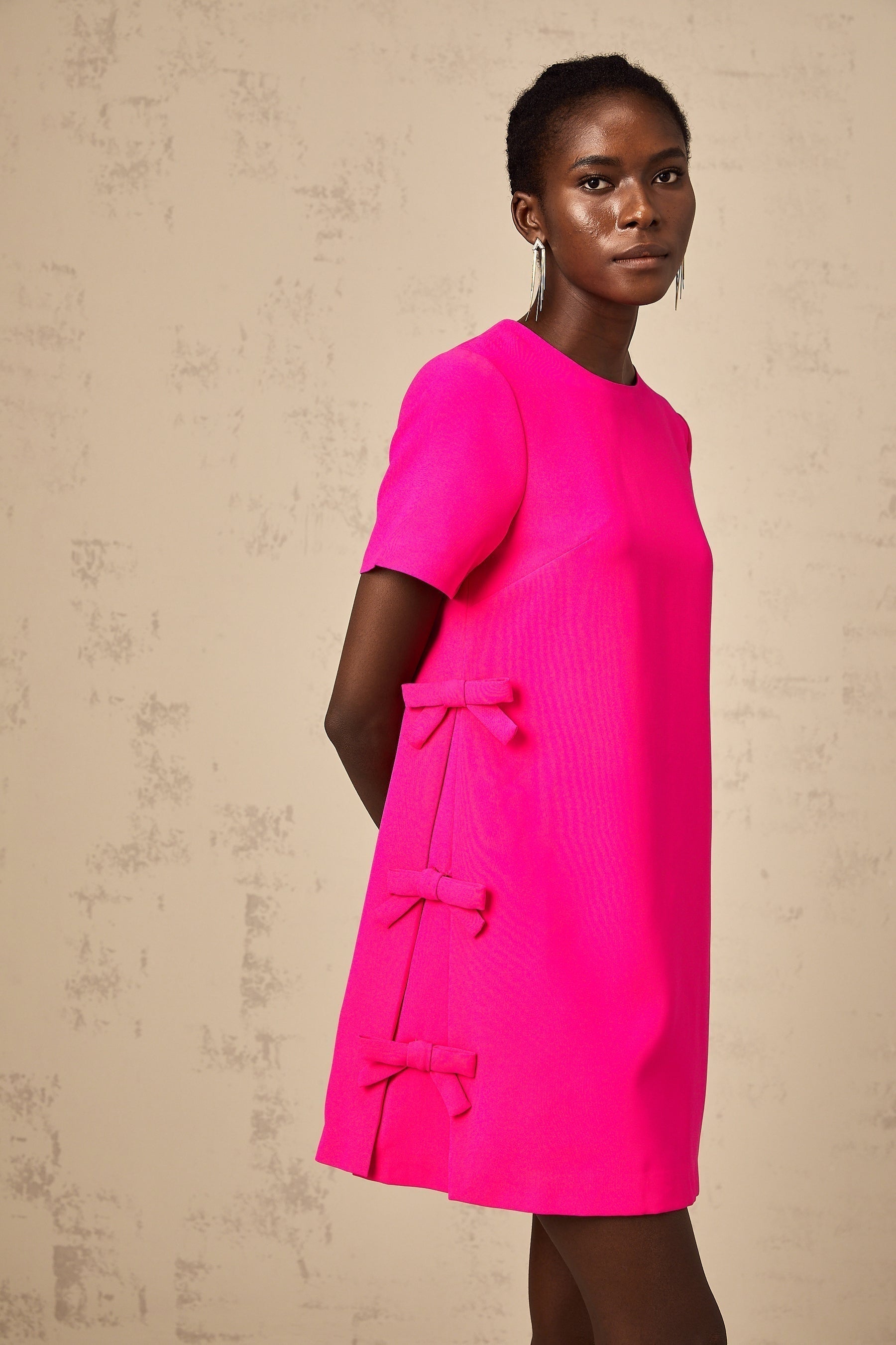 April - Pink Bow Mini Dress