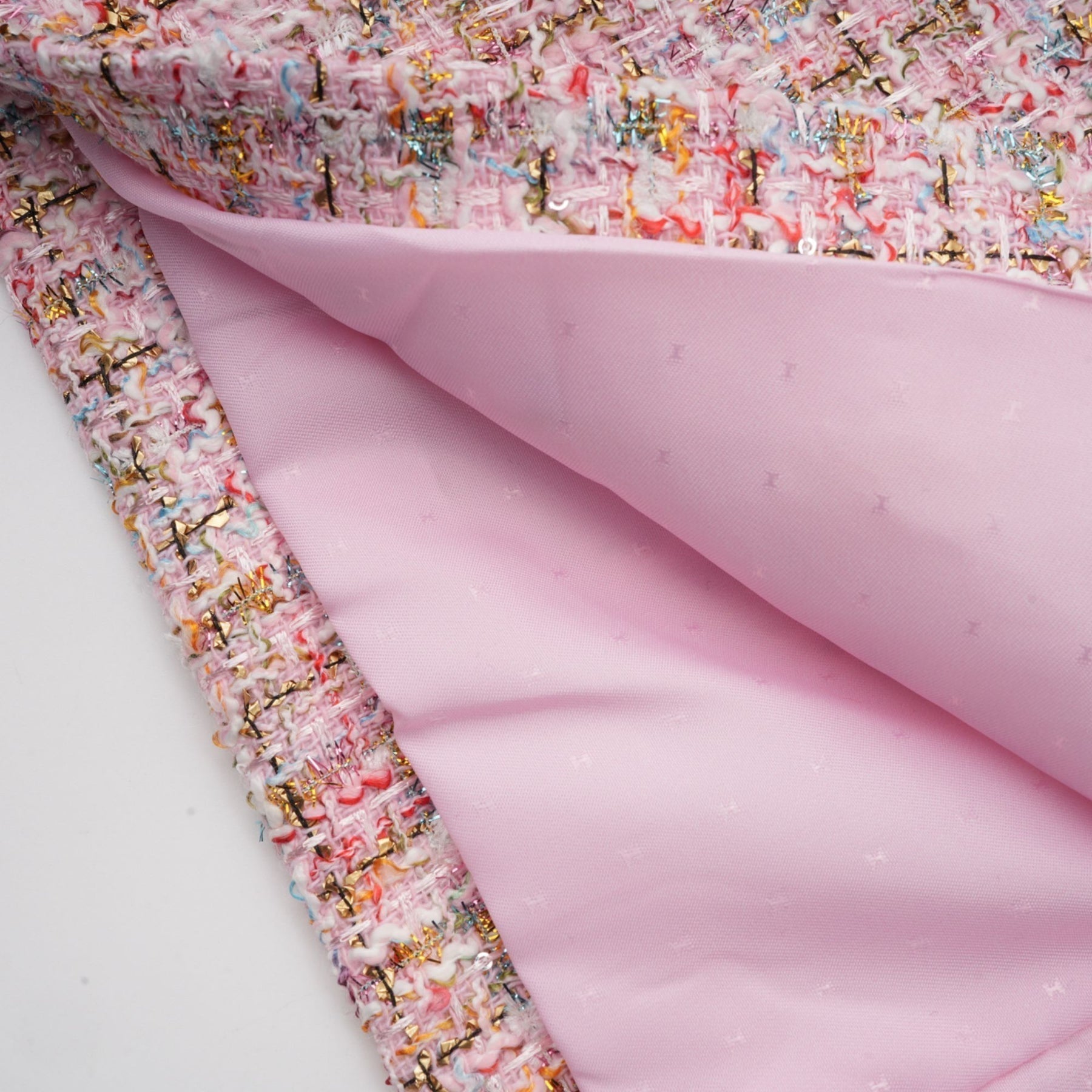 Ember - Pink Tweed Crystal Embellished Mini Dress