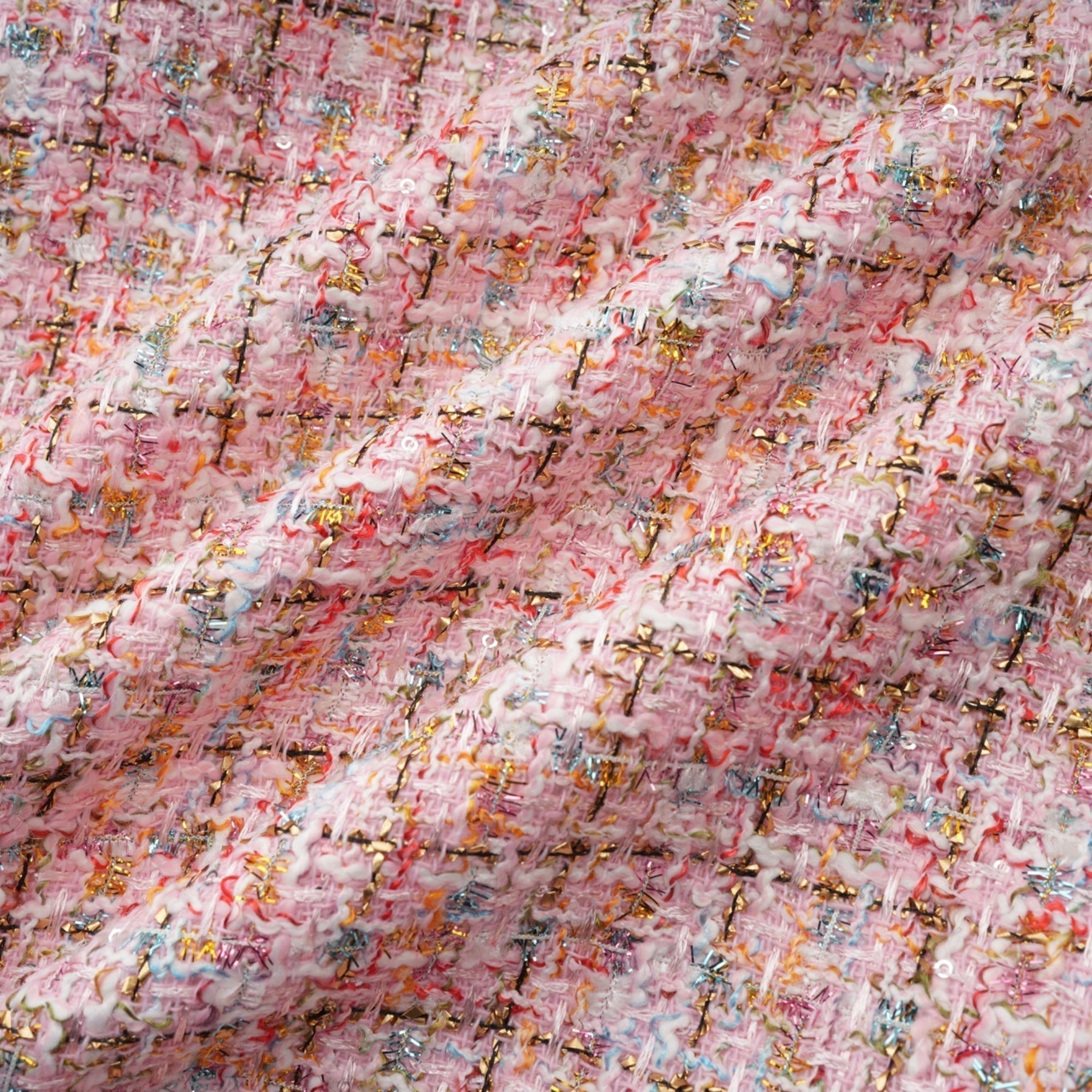 Ember - Pink Tweed Crystal Embellished Mini Dress