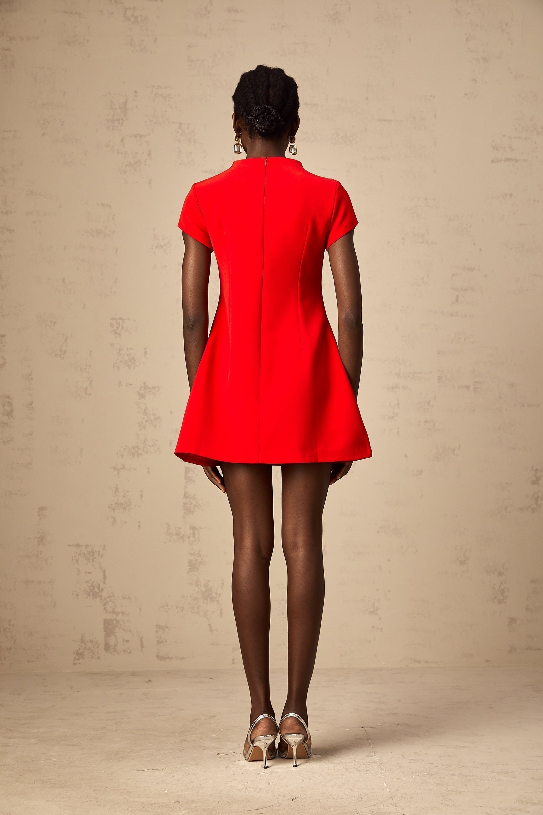 Ainsley - Red Cap Sleeve Mini Dress