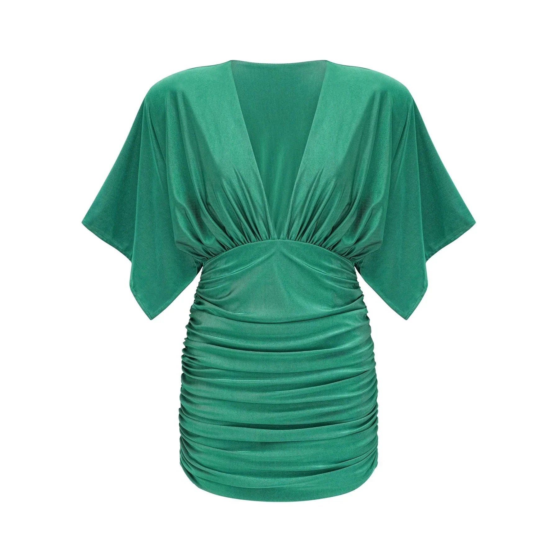 Alba - V-Neck Gloves Set Mini Dress